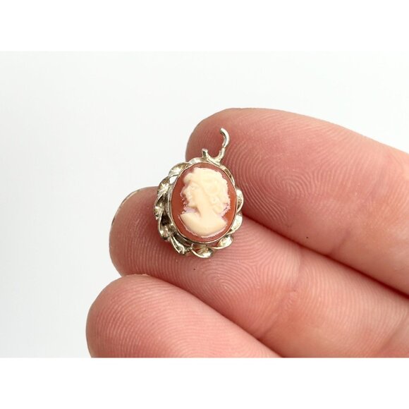 Genuine Cameo Shell Hand Carved Sterling Silver 925 Vintage Pendant | Charm - Picture 3 of 9
